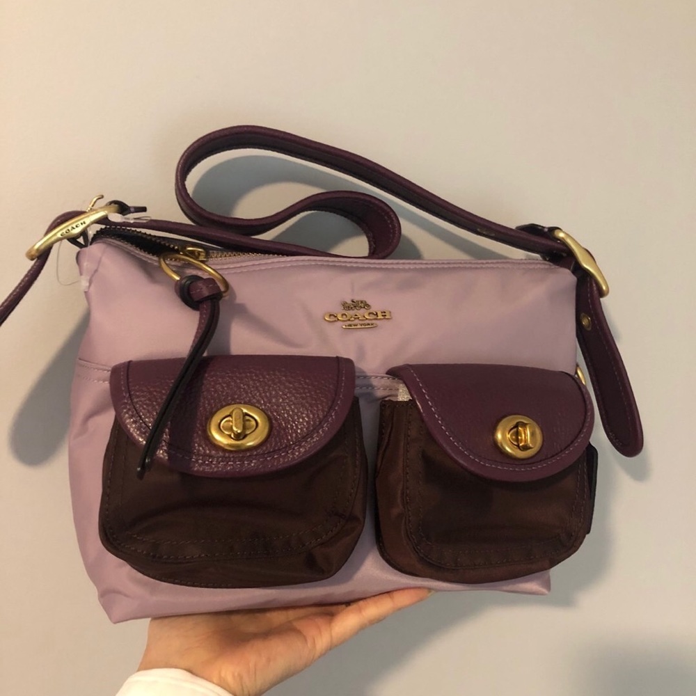 ❤️ COACH LILAC PURPLE CARGO TURNLOCK PURSE SHOULDER BAG TOTE AUTH 91741 NEW VTG
